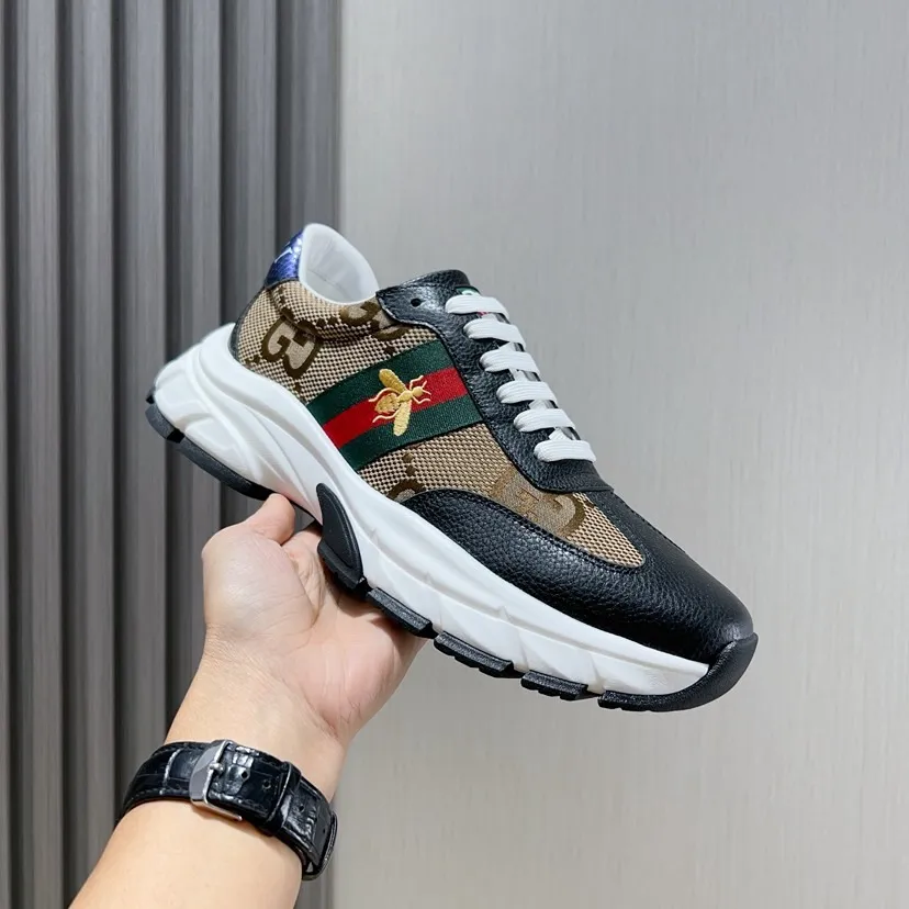 Factory P420💰[gucci] New original men's fashionable casual shoes, exclusive original mold opening, the upper is made of original fabric with first-layer cowhide, comfortable sheepskin lining, rubber combination, lightweight foaming, wear-resistant and non-slip outsole, comfortable to wear🎋Fine workmanship, worthy of wearing, comfortable to wear, impeccable quality and workmanship. Code number 38-44